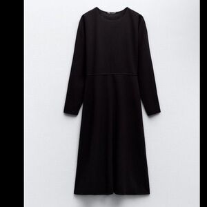 ZARA black crepe midi dress
